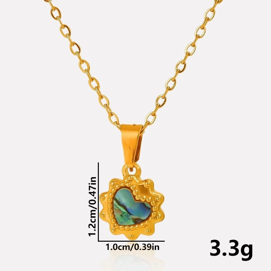 Jewelry Vintage Style Classic Style Heart Shape 304 Stainless Steel Shell Abalone Shell 18K Gold Plated Irregular Plating Pendant Necklace