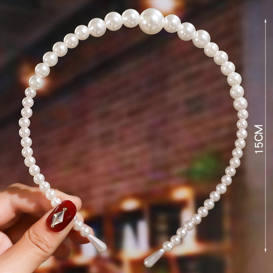women's fashion waves alloy inlay artificial pearls headwear
