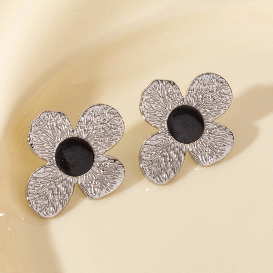 1 Pair Elegant Flower 304 Stainless Steel Ear Studs