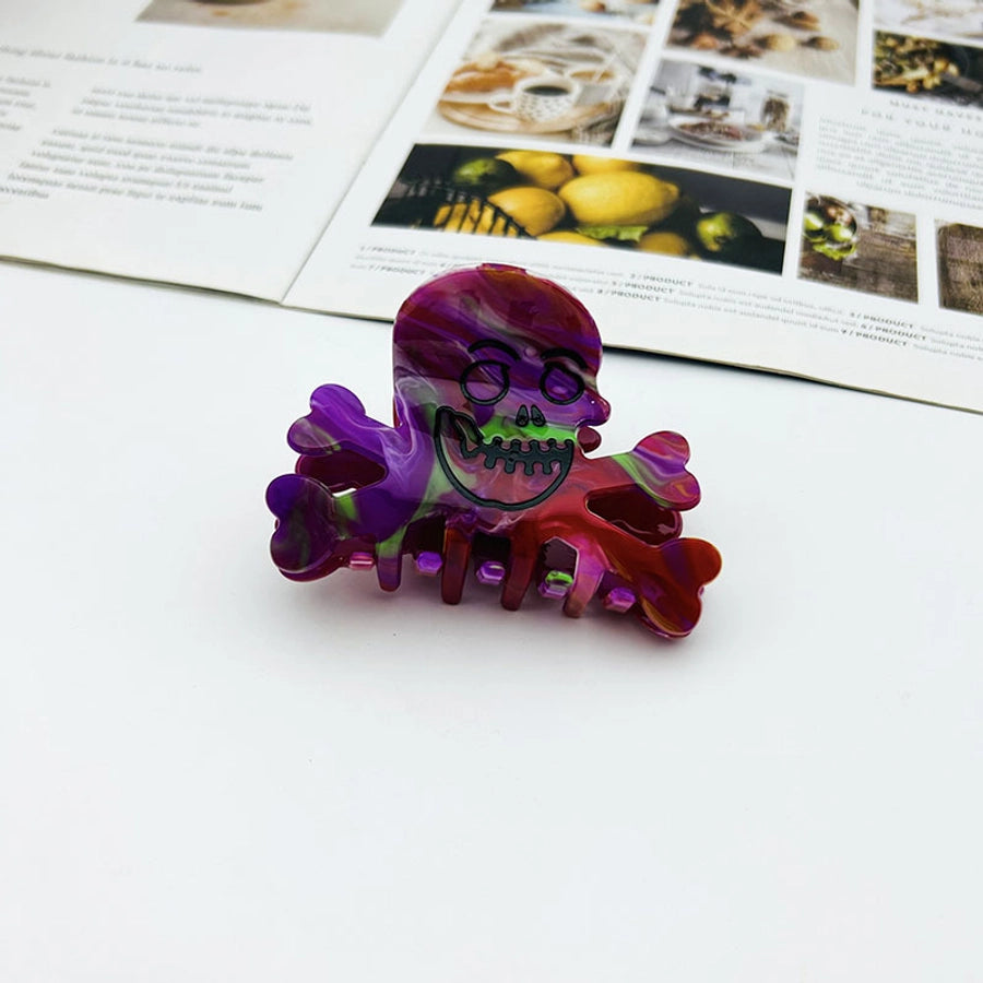 Halloween Original Design Women's Skull Arylic Carving Hair Clip Hair Claws