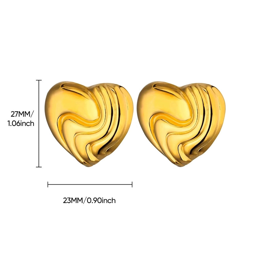 1 Pair Vintage Style Heart Shape 304 Stainless Steel 18K Gold Plated Ear Studs