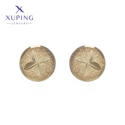 1 Pair XUPING Simple Style Round Copper 18K Gold Plated Ear Studs