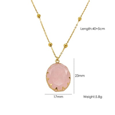 Retro Simple Style Geometric natural stone Titanium Steel Pendant Necklace In Bulk