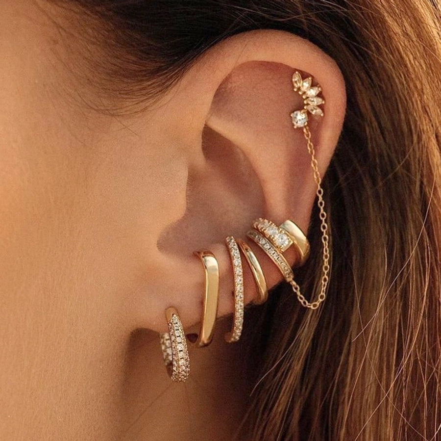 1 Pair IG Style Simple Style Geometric Inlay Copper Zircon Gold Plated Earrings