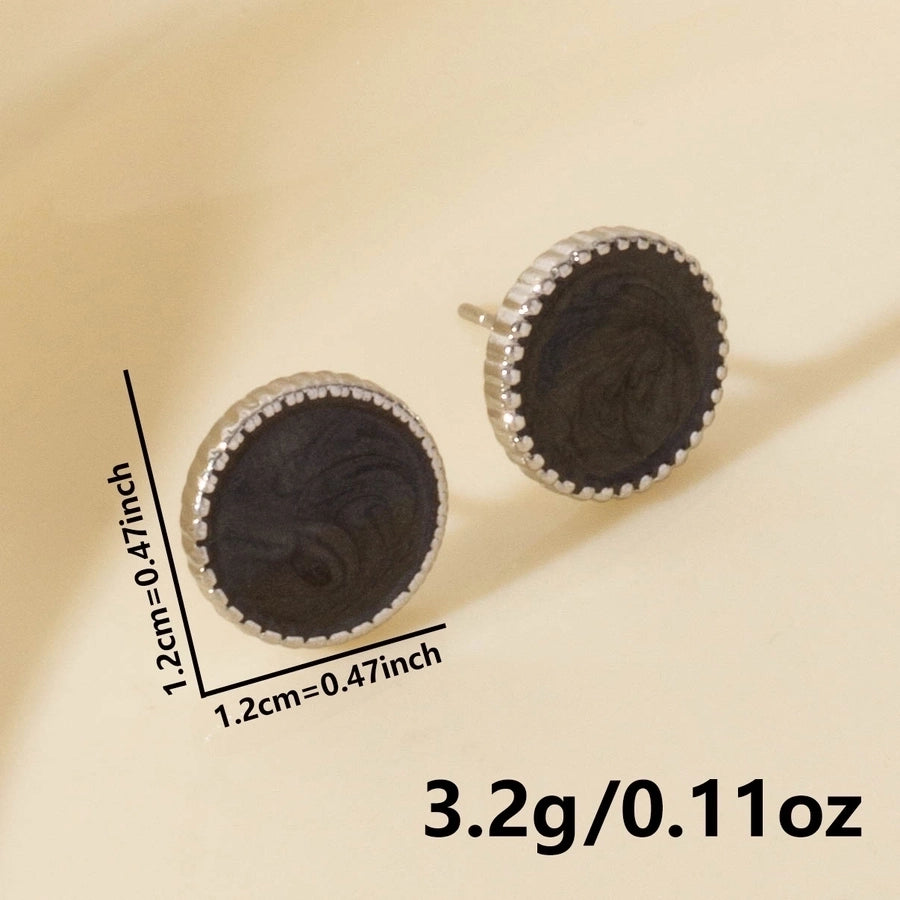 1 Pair Elegant Geometric Round 304 Stainless Steel Ear Studs