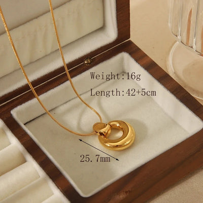 Jewelry Simple Style Commute Solid Color 304 Stainless Steel 14K Gold Plated Plating Pendant Necklace
