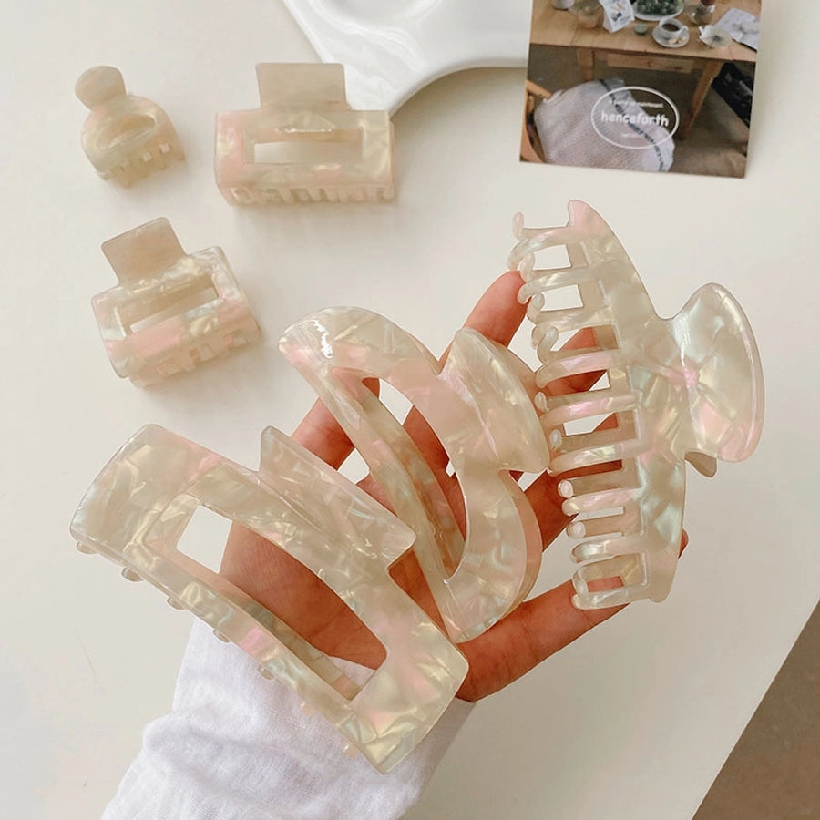 fashion solid color plastic resin polishing hollow out hair claws