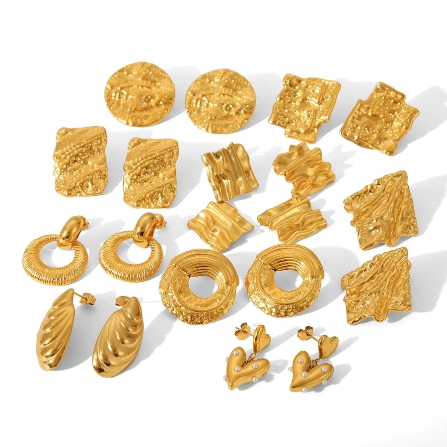 1 Pair IG Style Geometric Solid Color Plating 304 Stainless Steel 18K Gold Plated Drop Earrings Ear Studs