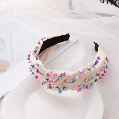 retro knot four-sided bomb inlay beads hair band 1 piece