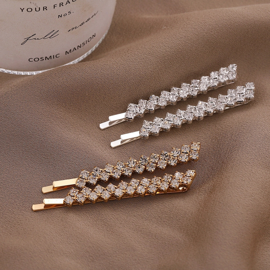 elegant solid color alloy inlay rhinestones hair clip