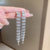 1 Pair Elegant Lady Geometric Tassel Copper Rhinestones Drop Earrings