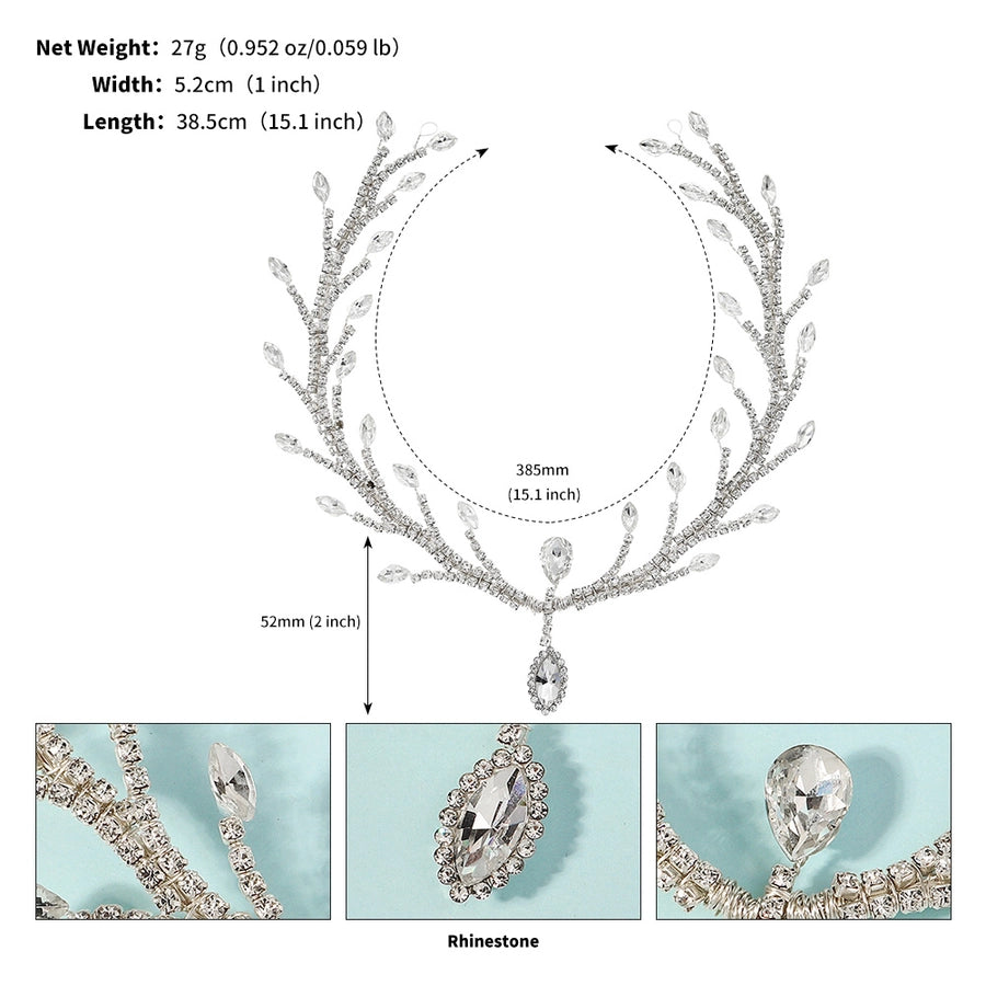 Women's Bridal Shiny Solid Color Rhinestone Copper Inlay Rhinestones Hair Band