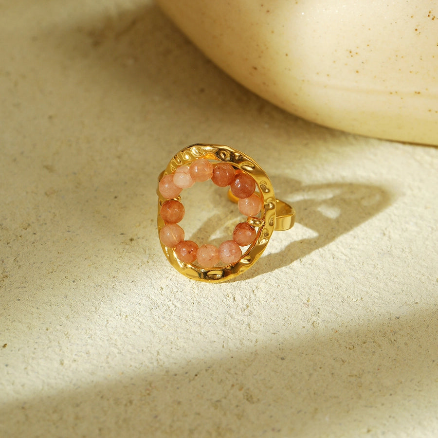 Jewelry Lady Geometric natural stone Titanium Steel Plating Rings