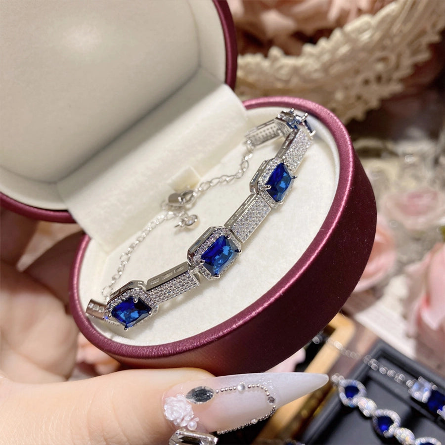 Copper Inlay Water Droplets Heart Shape Rectangle Artificial Gemstones Bracelets