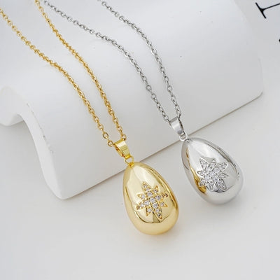 Jewelry Cute Simple Style Star Heart Shape Lines 304 Stainless Steel Copper Zircon K Gold Plated Rhodium Plated Plating Inlay Pendant Necklace