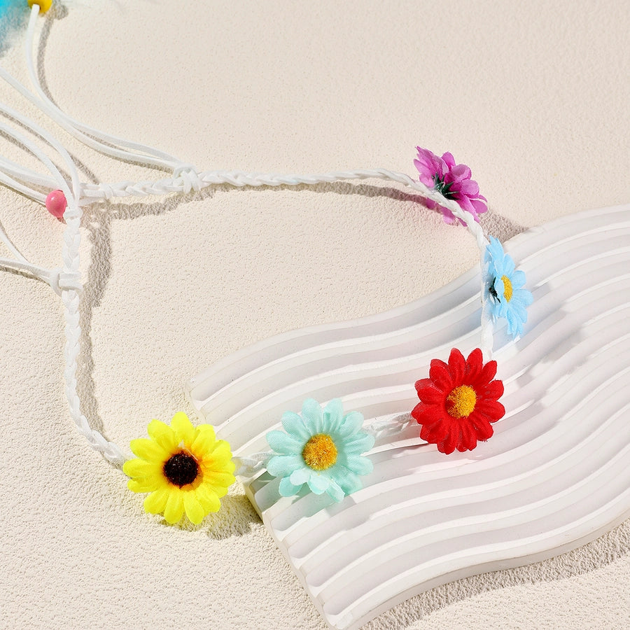 Women's Vacation Bohemian Pastoral Feather Flower Artificial Feather rope Hair Band