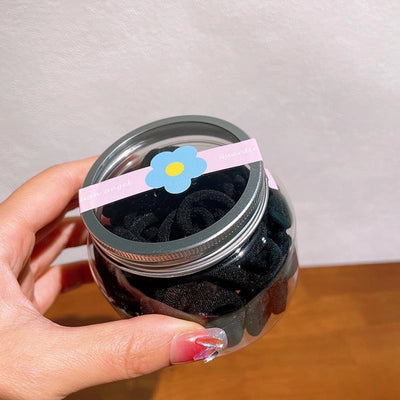 simple style solid color knit contrast collar hair tie