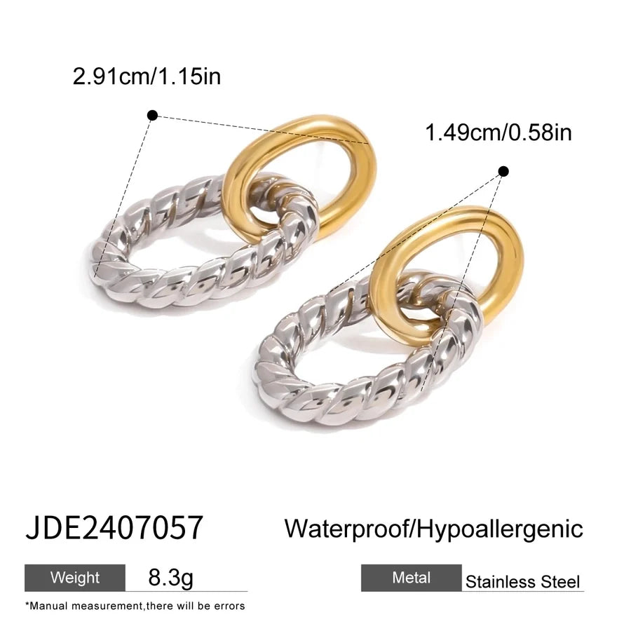 1 Pair Vintage Style Classic Style Geometric Mixed Metal Plating 304 Stainless Steel Drop Earrings