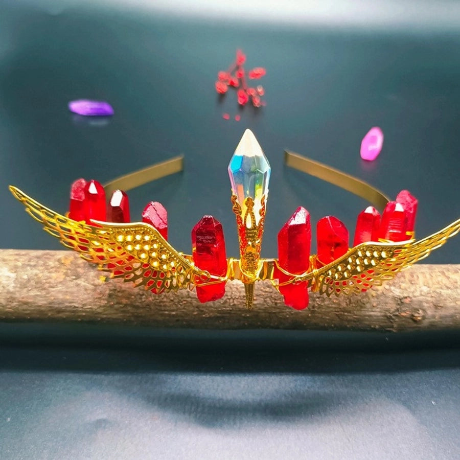 retro crown natural crystal hair band