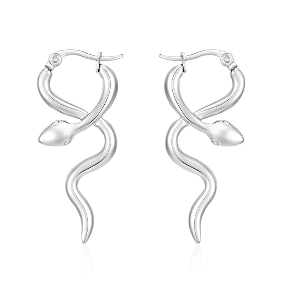 1 Pair IG Style Snake 304 Stainless Steel Earrings