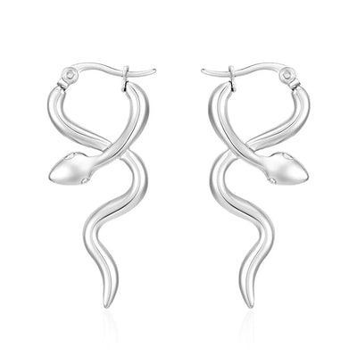 1 Pair IG Style Snake 304 Stainless Steel Earrings
