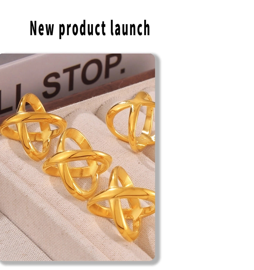 Jewelry Simple Style Classic Style Solid Color Titanium Steel 18K Gold Plated Plating Rings