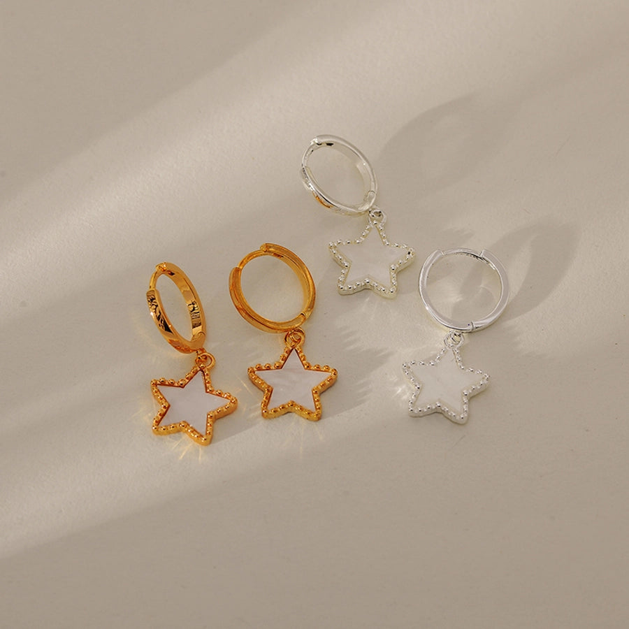 1 Pair Elegant Simple Style Classic Style Star Inlay 304 Stainless Steel Shell Drop Earrings