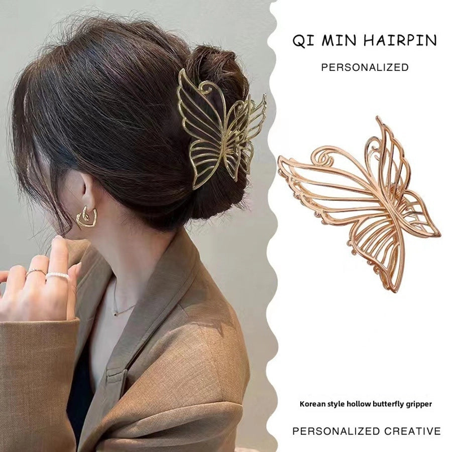 High-grade hollow tassel bow hairpin female back head high-grade grip medium shark clip  New