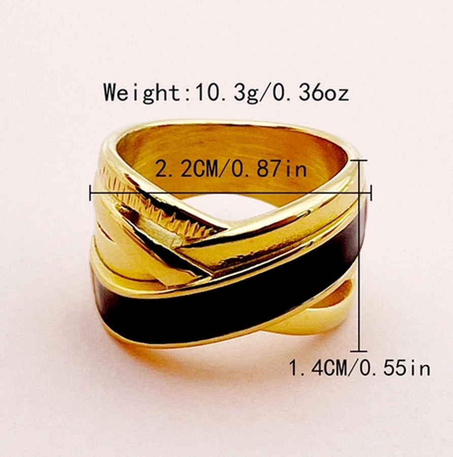 Jewelry Casual Modern Style Roman Style Geometric Heart Shape 304 Stainless Steel Zircon 14K Gold Plated Enamel Plating Inlay Rings
