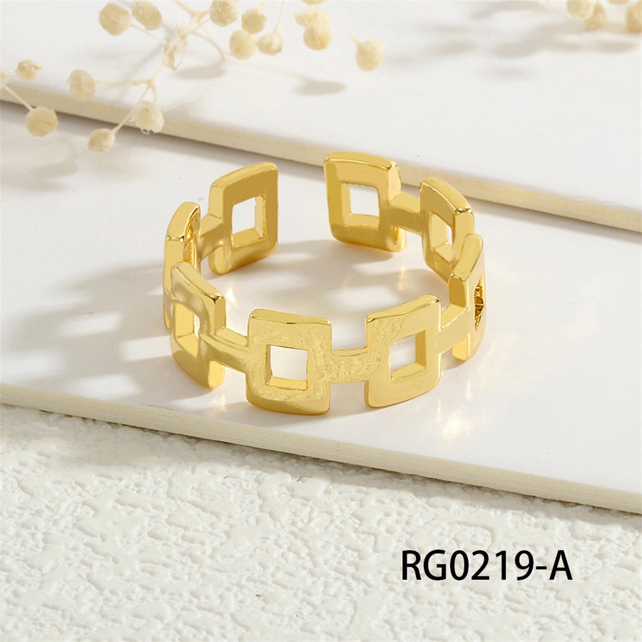 Copper Geometric Solid Color Open Rings