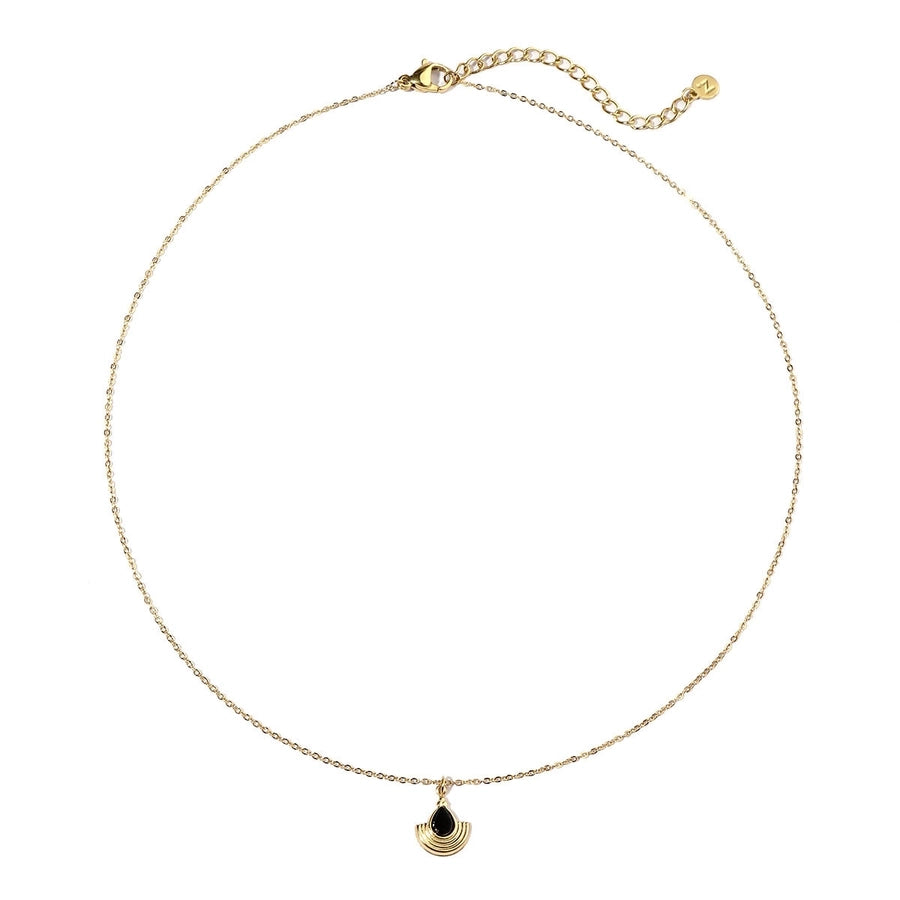 Jewelry Vintage Style French Style Simple Style Geometric Titanium Steel Natural Stone 14K Gold Plated Plating Pendant Necklace