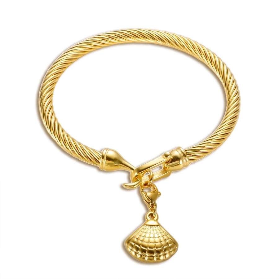 Marine Style Starfish Heart Shape Shell Titanium Steel Bangle In Bulk