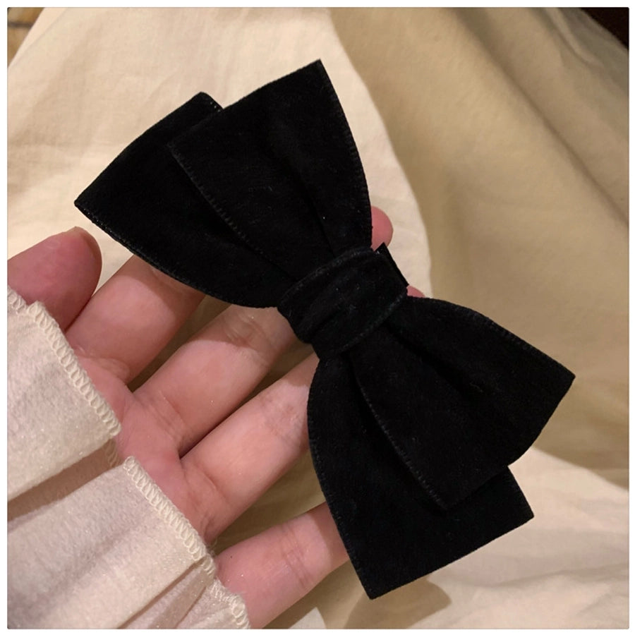 Black velvet bow simple elegant hair tie female hair band  new autumn and winter high-grade hair rope hair rope
