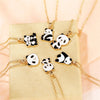 Cartoon Style Cute Panda K Gold Plated 201 Stainless Steel Zinc alloy  Pendant Necklace