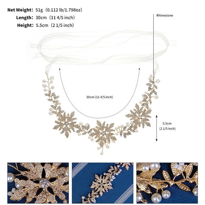 retro flower alloy pearl inlay rhinestones hair band