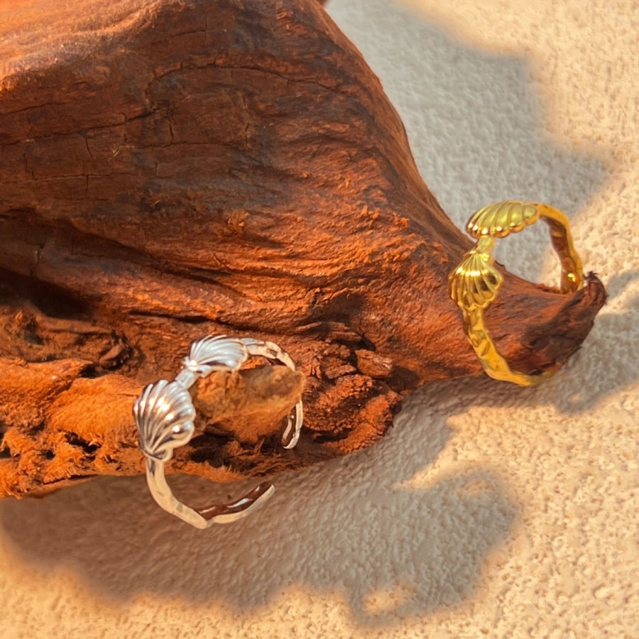 Jewelry Casual Shell 304 Stainless Steel 18K Gold Plated Plating Open Rings