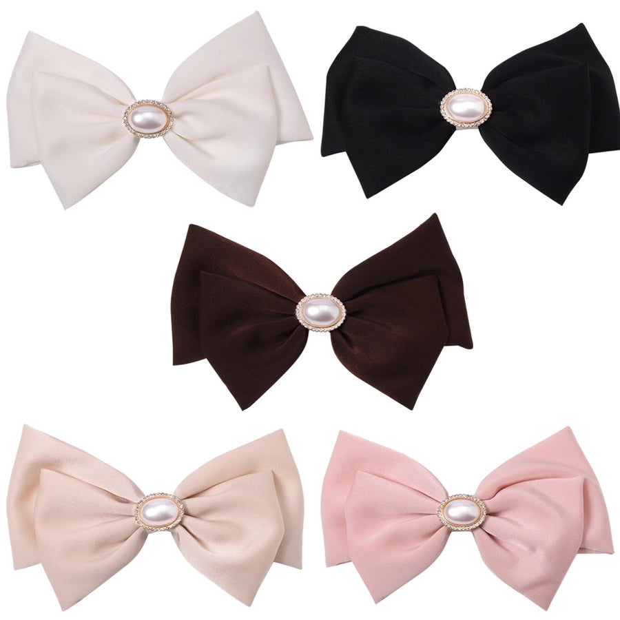 Women's Simple Style Classic Style Bow Knot Cloth Inlay Pearl Hair Clip