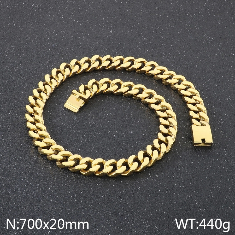 Domineering Fashion Personalized Stainless Steel Vacuum Electroplating Four-Sided Grinding Men's Necklace