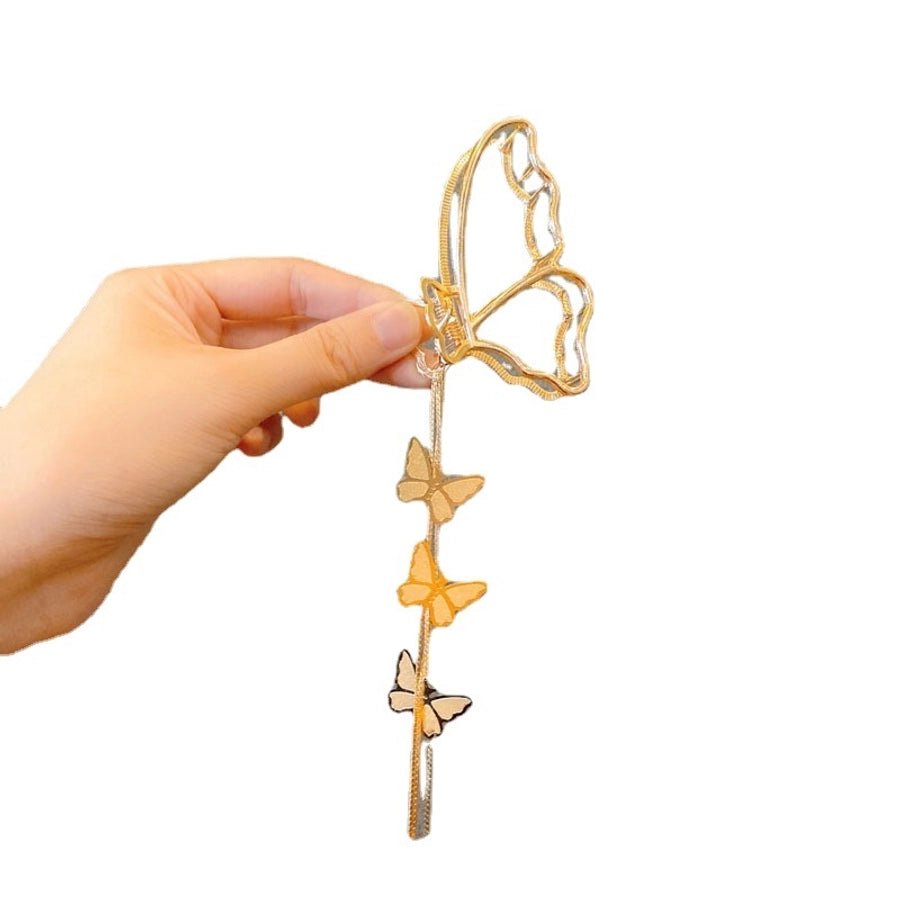 retro butterfly metal pendant tassel hair clip