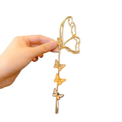 retro butterfly metal pendant tassel hair clip