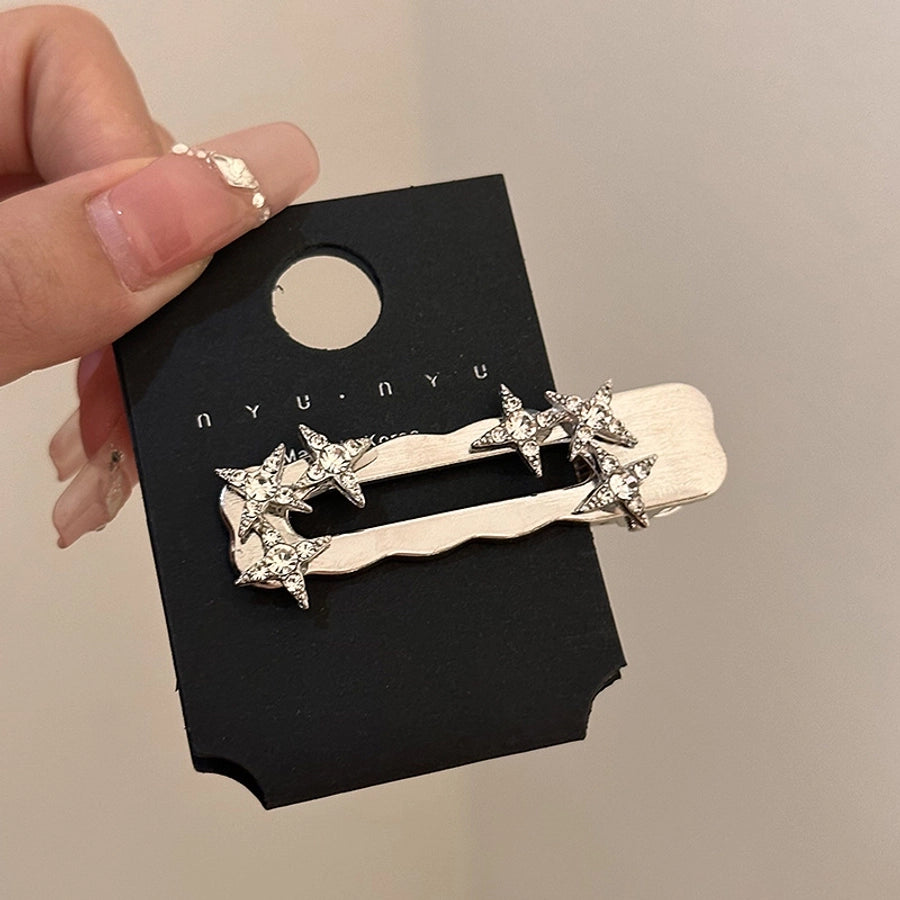 lady star metal inlay rhinestones hair clip