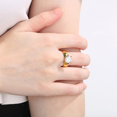 Jewelry Vintage Style Geometric 304 Stainless Steel 18K Gold Plated Rings