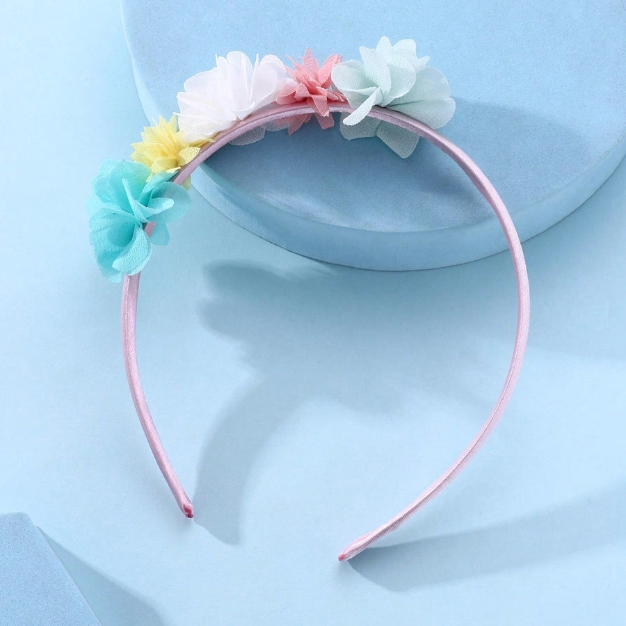 Girl'S Glam Sweet Colorful Floral Lace Cloth Sewing Lace Inlay Hair Band