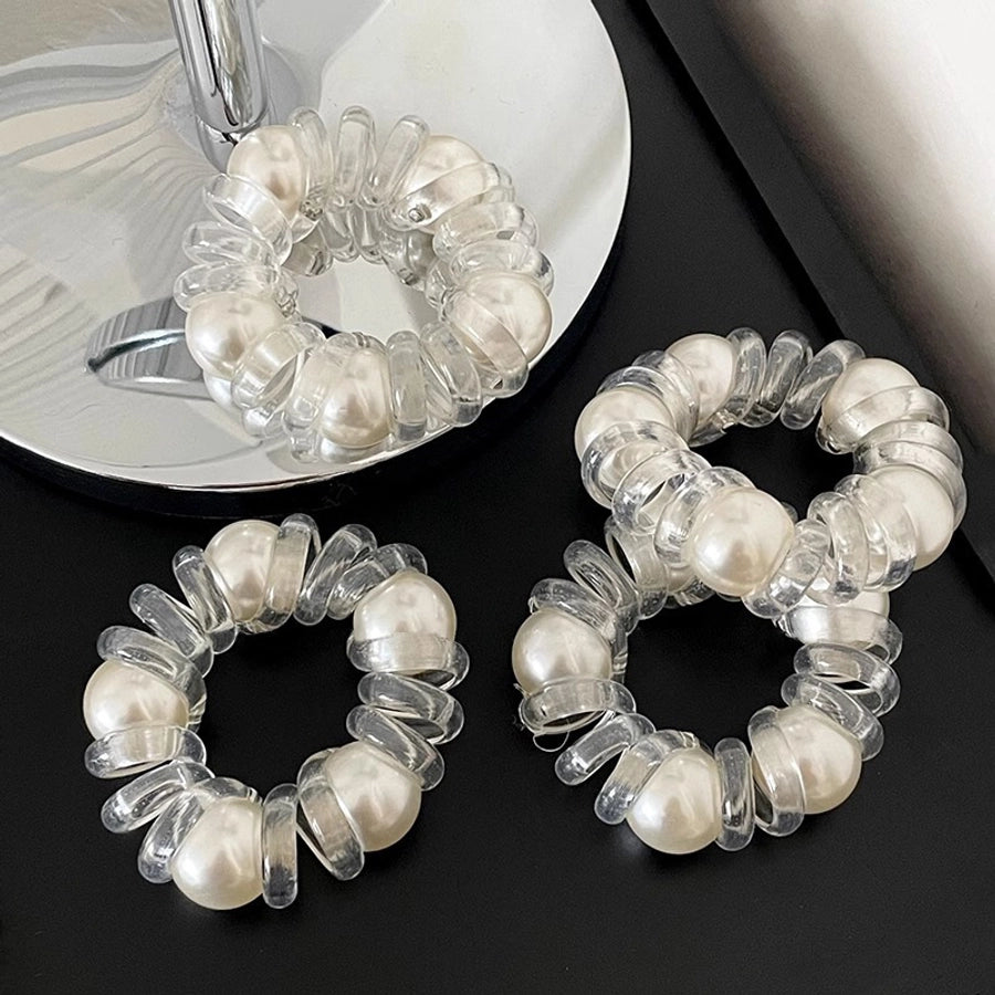 Pearl transparent telephone line hair band women's high-grade hair tie rope does not hurt hair rubber band Simple temperament headdress