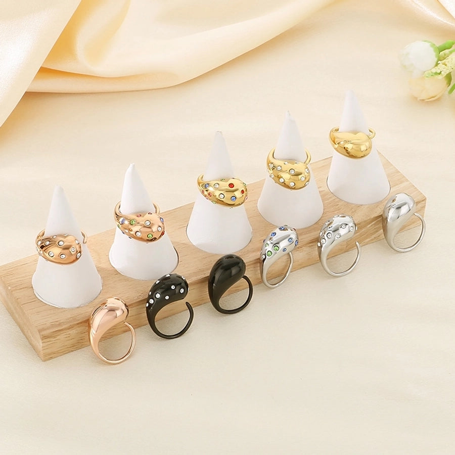 Jewelry Vintage Style Water Droplets 304 Stainless Steel 18K Gold Plated Open Rings