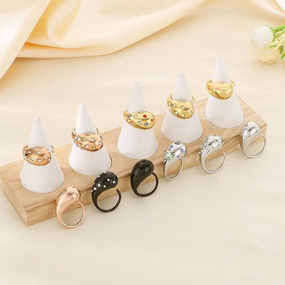 Jewelry Vintage Style Water Droplets 304 Stainless Steel 18K Gold Plated Open Rings