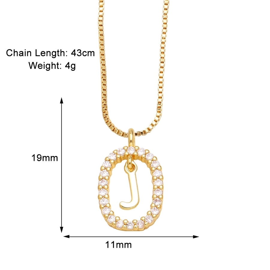 Jewelry Modern Style Simple Style letter 201 Stainless Steel Copper Zircon 18K Gold Plated Inlay Pendant Necklace