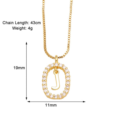 Jewelry Modern Style Simple Style letter 201 Stainless Steel Copper Zircon 18K Gold Plated Inlay Pendant Necklace
