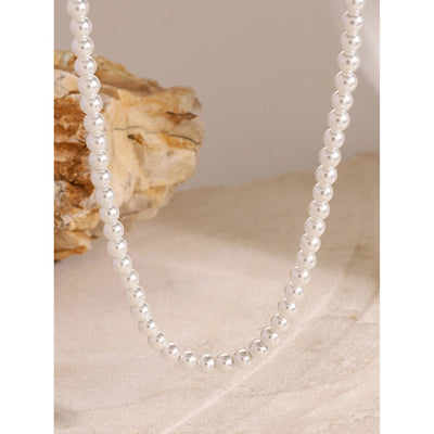 Jewelry Simple Style Classic Style Round 304 Stainless Steel Glass Pearl Beaded Necklace
