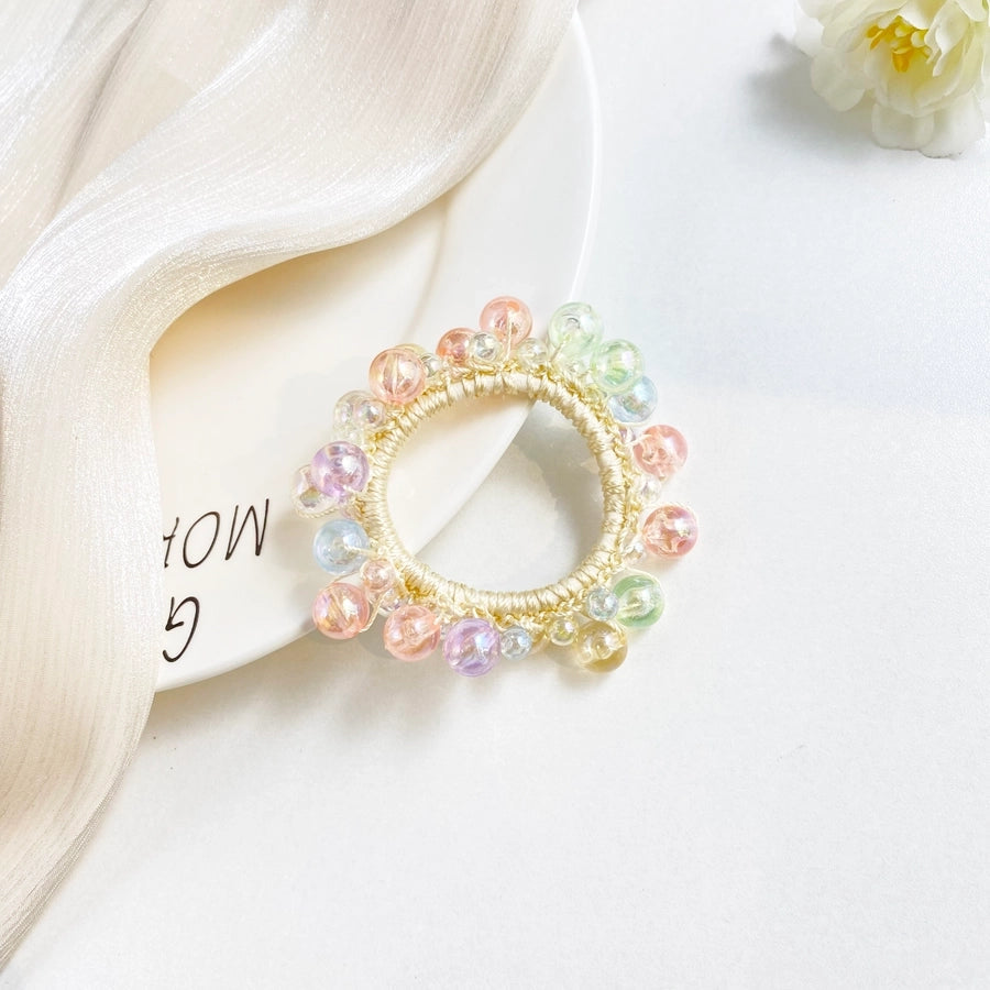 Women's Cute Preppy Style Sweet Crystal Plastic Beaded Artificial Crystal Pearl Hair Tie